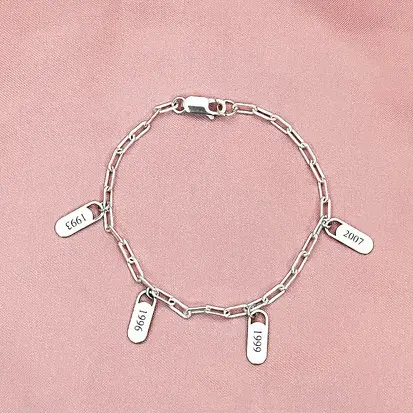 PULSEIRA ELO ALONGADO 4 PLAQUINHAS DATA