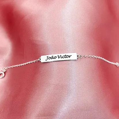 PULSEIRA ADULTO PLAQUINHA RETANGULAR LISA