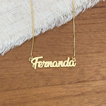 Gargantilha Nome Perso Fonte 2 Dourado