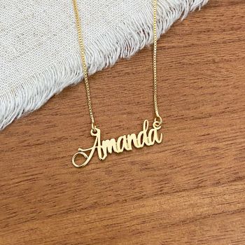 Gargantilha Nome Personalizado Fonte 7 Dourado