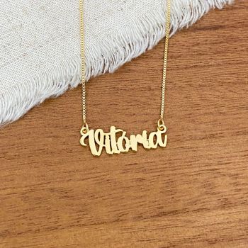 Gargantilha Nome Personalizado Fonte 10 Dourado