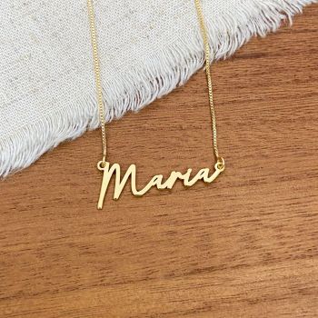 Gargantilha Nome Personalizado Fonte 12 Dourado