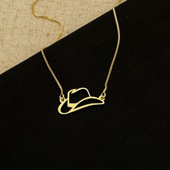 Gargantilha Chapéu Cowboy Vazado Dourado