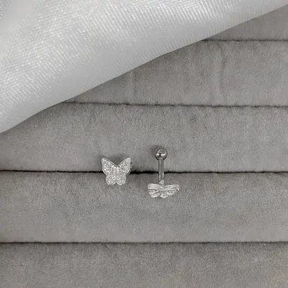 PIERCING HASTE BORBOLETA CRAVEJADO