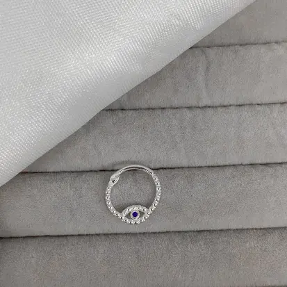PIERCING ARGOLA OLHO ZIRC AZUL