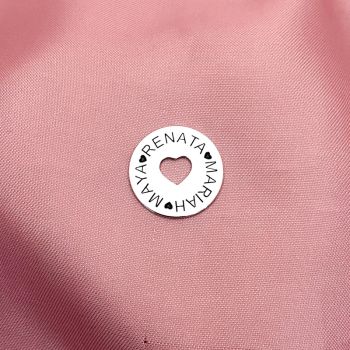 Pingente Medalha Coração Nomes