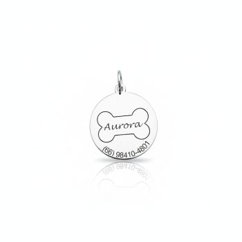 Pingente Personalizado Plaquinha Redonda Osso
