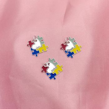 Pingente Quebra Cabeça Autismo + Coração Nome
