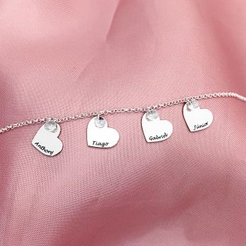 Pulseira Personalizada 4 Coração Ponto De Luz
