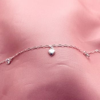 Pulseira 2 Zirconias Azul Bebê 1 Coração