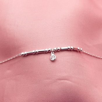 Pulseira Tubinho Bolinha Zirconia Pend Meio