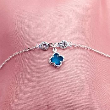 Pulseira 1 Van Cleef Pend Azul Claro Zircônias