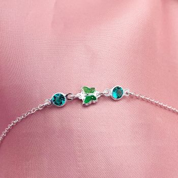 Pulseira 2 Zirconias 1 Borboleta Verde