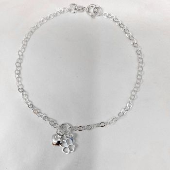 Pulseira Coração Cheio E Trevo Vazado