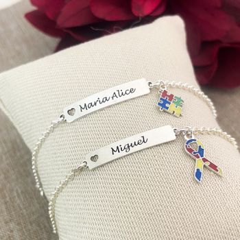 Pulseira Plaquinha Autismo Coração Vazado