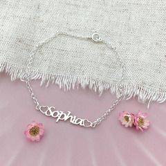 Pulseira Infantil Mini Nome Corações