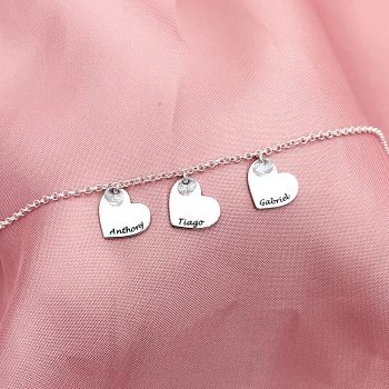Pulseira Personalizada 3 Coração Ponto De Luz