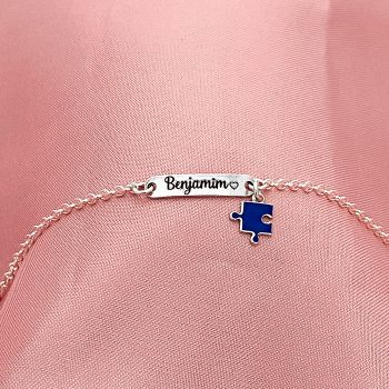 Pulseira Nome Mini Plaquinha + Quebra Cabeça