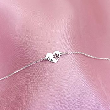 Pulseira Coração Patinha Vaz Personalizada