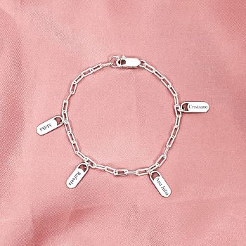 Pulseira Elo Alongado 4 Plaquinhas Nome