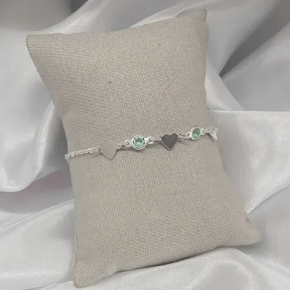 PULSEIRA 2 ZIRCONIAS AZUL BEBÊ 3 CORAÇÕES