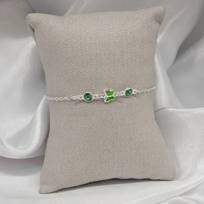 PULSEIRA 2 ZIRCONIAS 1 BORBOLETA VERDE