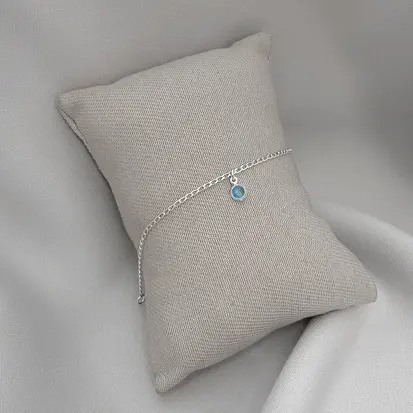 PULSEIRA INFANTIL ZIRCÔNIA AZUL BEBÊ PENDURADA