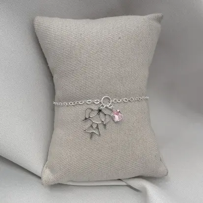 PULSEIRA MENINA VAZADO ZIRCONIA ROSA