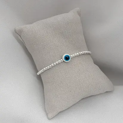 PULSEIRA BOLINHAS OLHO GREGO BRANCO MEIO