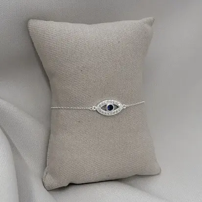 PULSEIRA OLHO CRAVEJADO ZIRCONIA AZUL