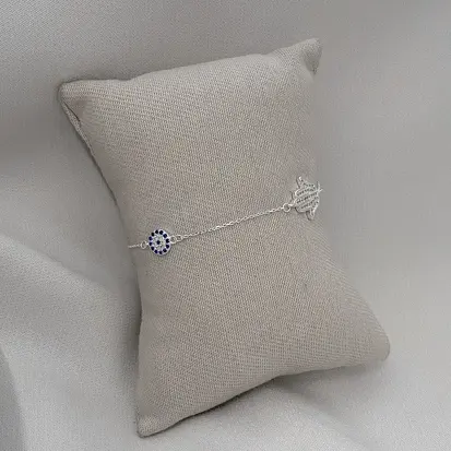 PULSEIRA OLHO GREGO E MAO DE FATIMA CRAVEJADOS