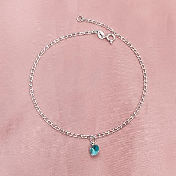 Tornozeleira 1 Zirconia Azul Pendurada